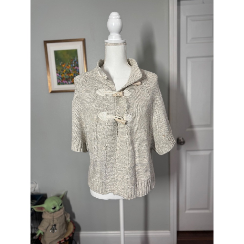 Old Navy Taupe Knit Toggle Poncho Sweater XS Cozy Cottage